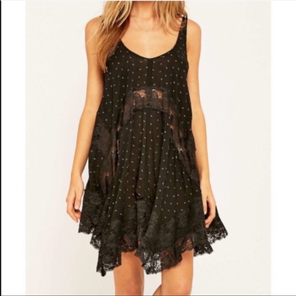 Free People Intimately Black Lace Slip Nightgown S